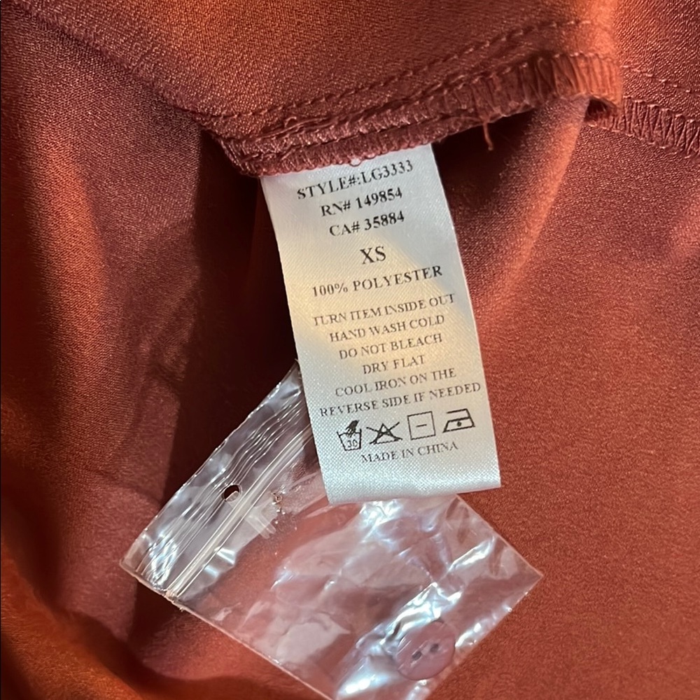 'Sage The Label' Oversized Satin Tunic Top / Rust / Size XS / GUC - Picture 10 of 12